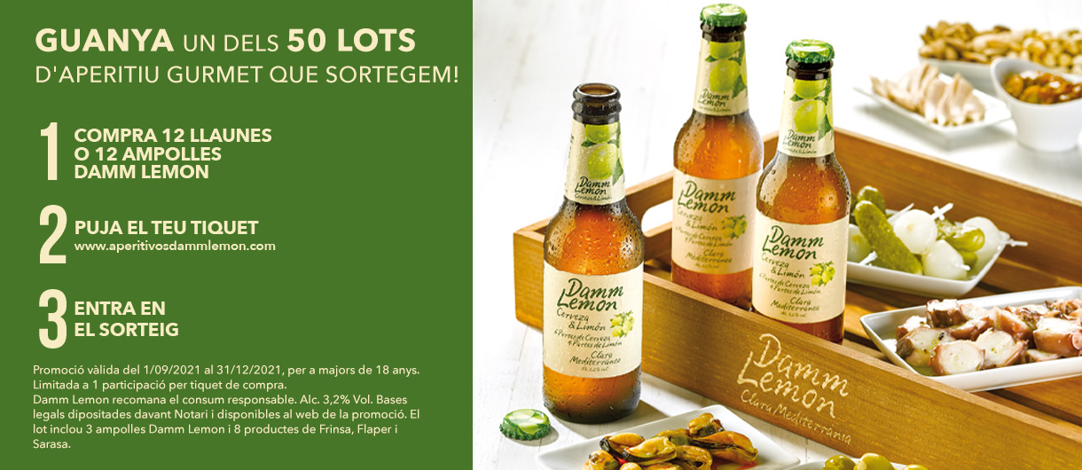 Ampolles Damm Lemon, safata i aperitius