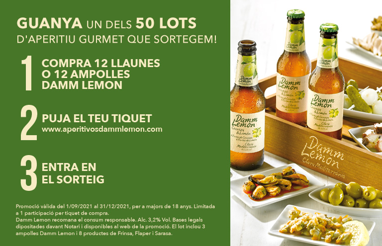 Ampolles Damm Lemon, safata i aperitius